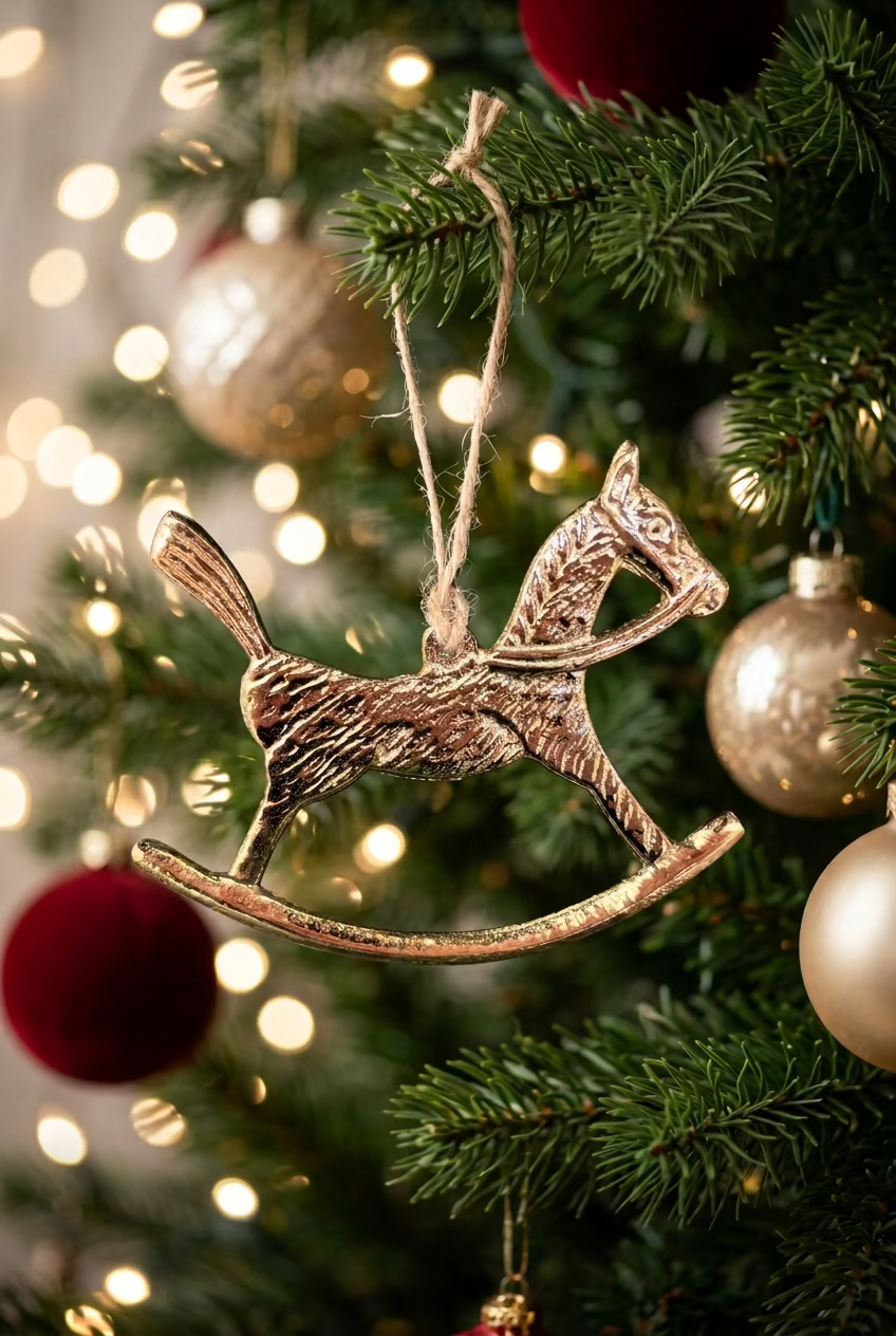 Gold Rocking Horse Ornament