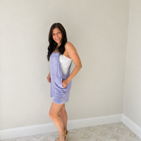 Washed Linen Knot Strap Rompers - Lavender