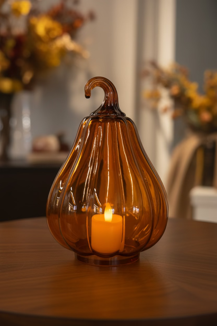 Orange Glass Gourd Cloche - 7.5"