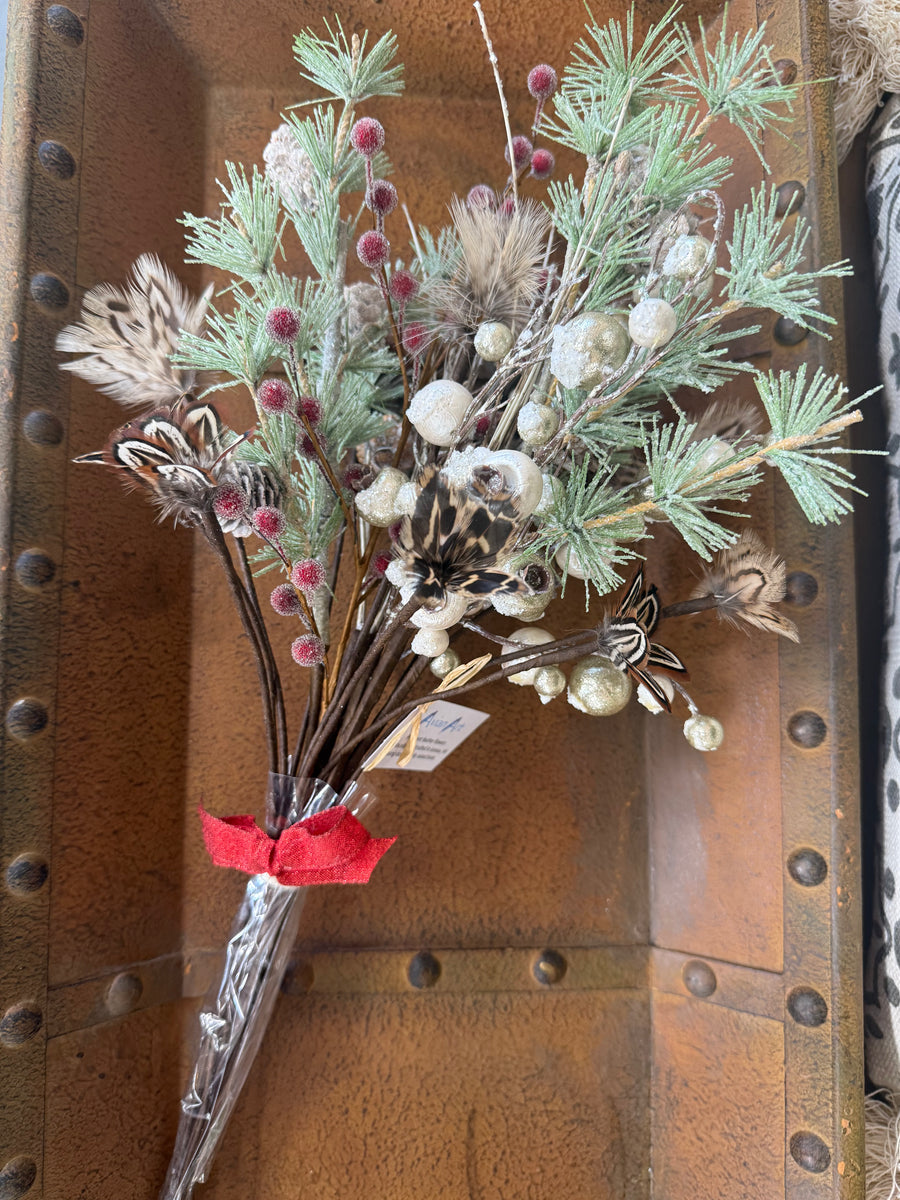 Holiday Winter Pheasant Feather Floral Bouquet