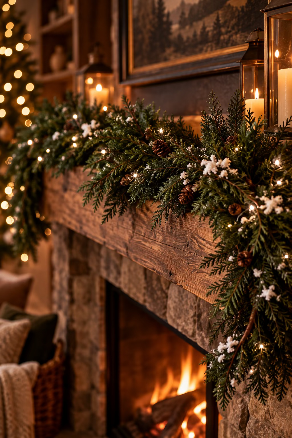 Snowy Cedar Pine Garland - 5'