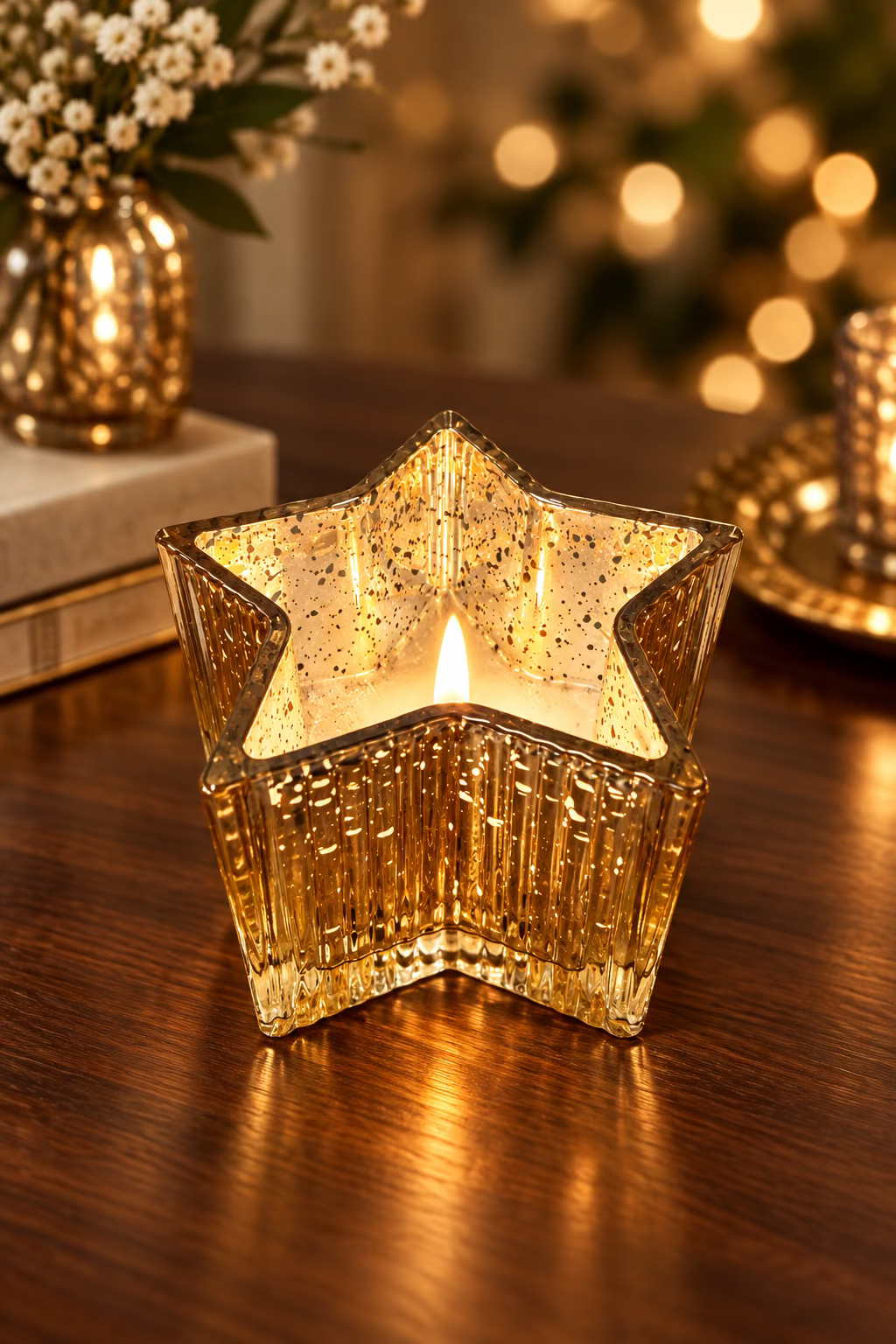 Mercury Glass Star Star Candle