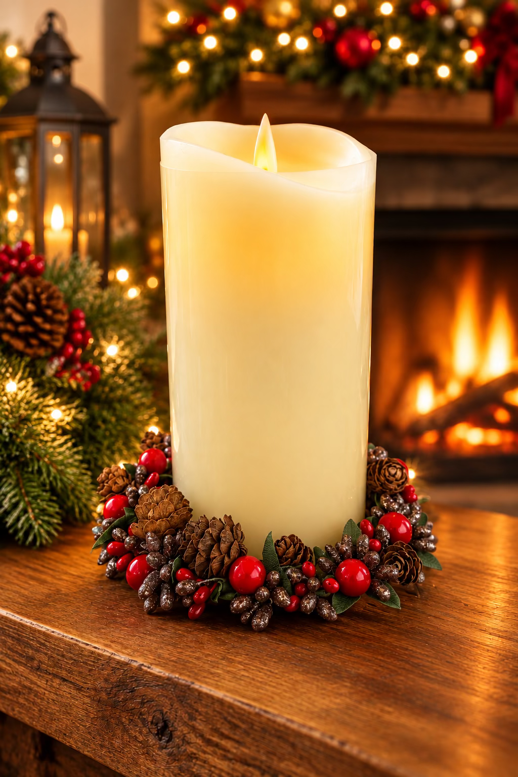 5" Berry Pinecone Candle Ring