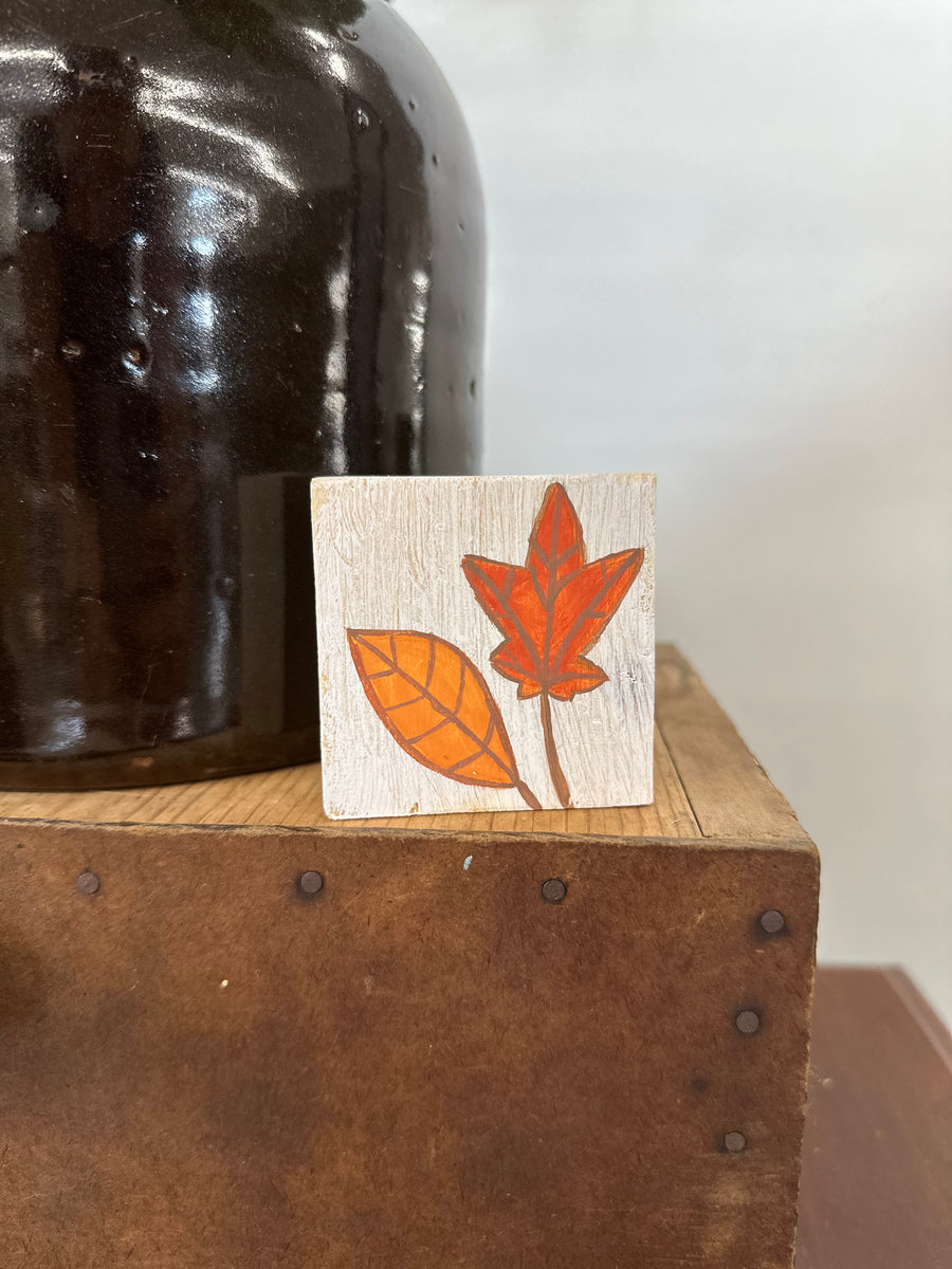 Handcrafted Wooden Fall Leaves Block