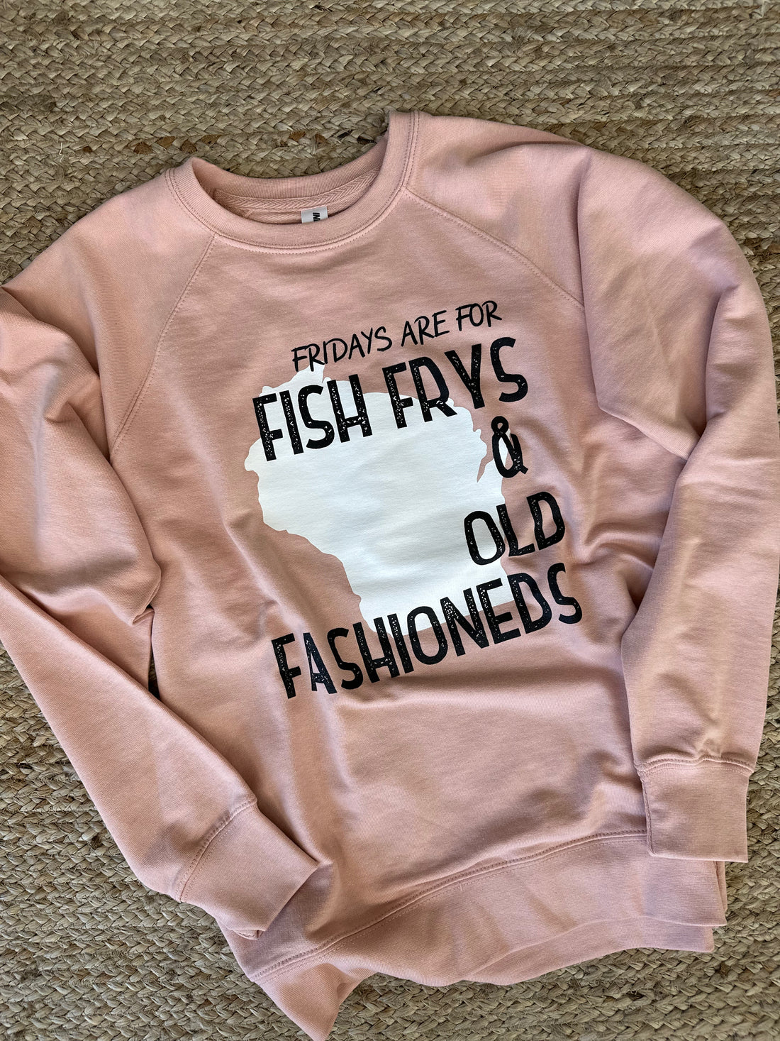 Fridays are for Fish Frys and Old Fashioneds Crewneck - Pink