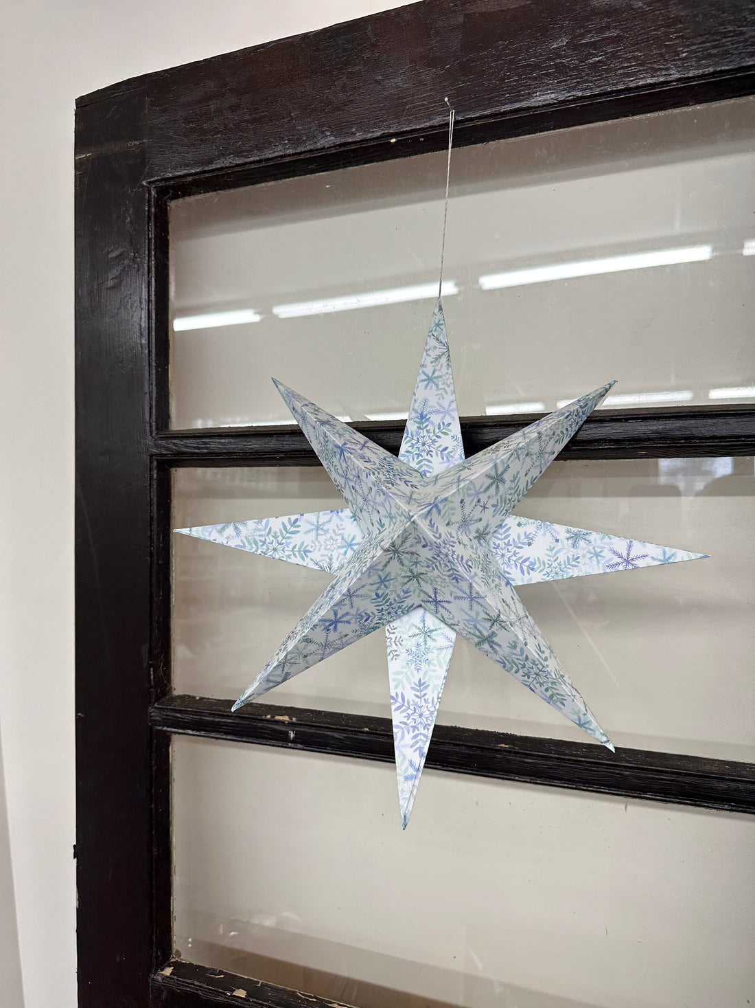 Hanging Stars - Blue + Green Snowflake