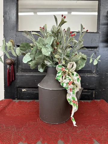 Vintage Milk Can With Faux Floral