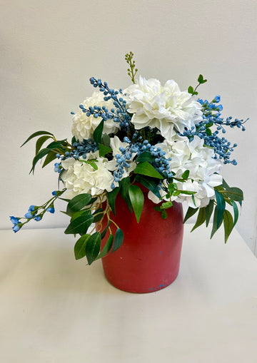 Red, White + Blue Faux Flower Arrangement
