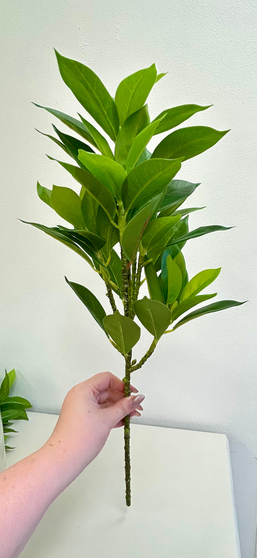Faux Green Leaves Branch