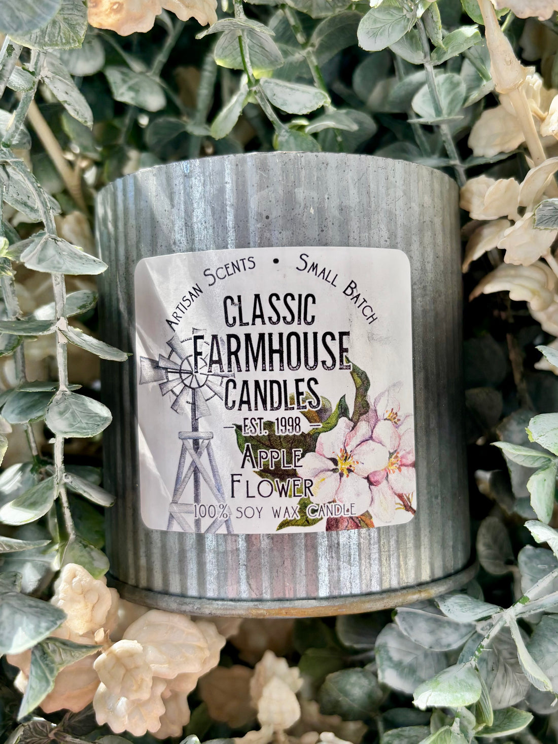 Apple Flower Tin Candle
