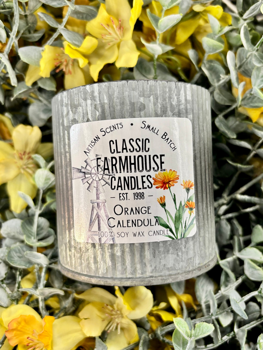 Orange Calendula Tin Candle