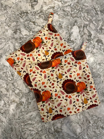 Turkeys and Pumpkins Hot Pad