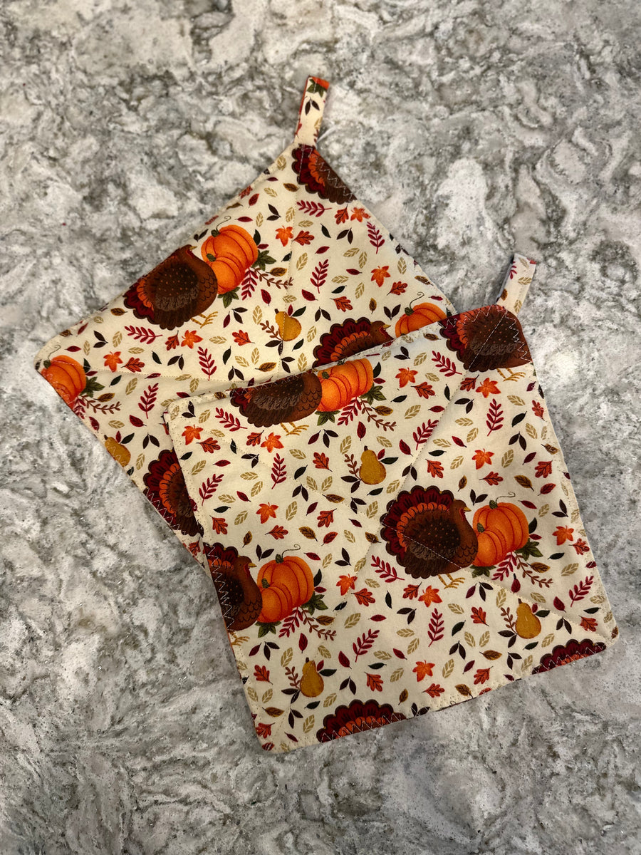 Turkeys and Pumpkins Hot Pad