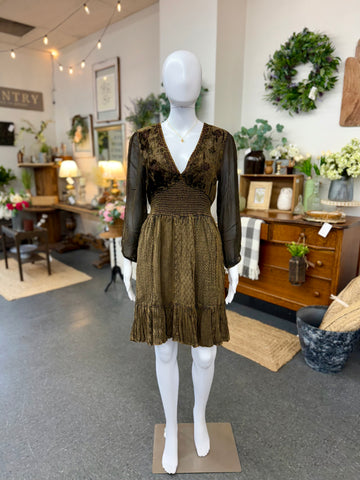 Amber Smocked Patchwork Dress with Artisan Embroidery