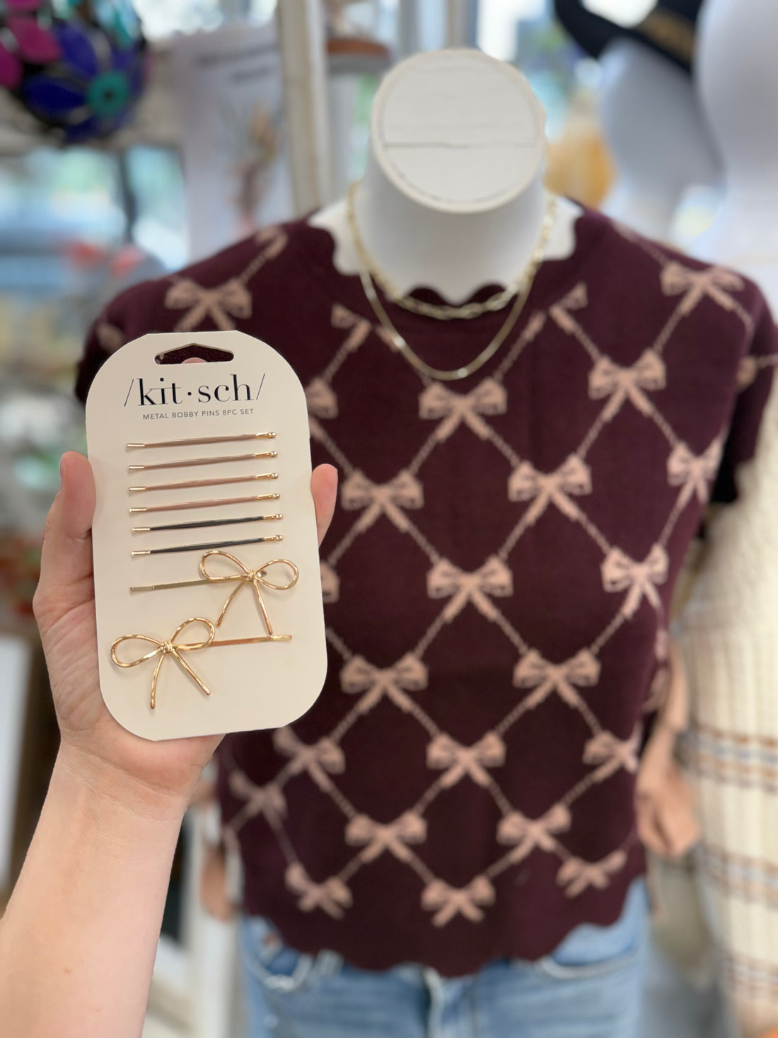 Bow Side Tie Knit Top - Burgundy