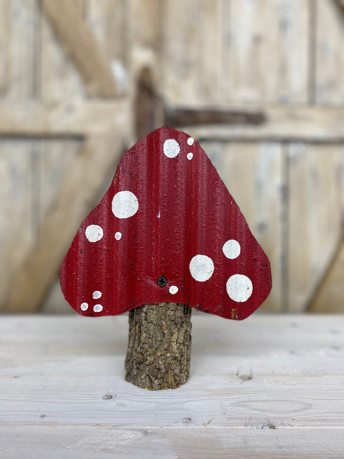 Metal Frog with Hello Sign & Mushroom