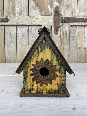 Yellow Birdhouse With Flower