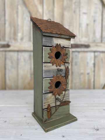 Green Birdhouse With Flowers