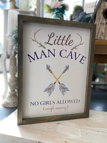 Little Man Cave Framed Sign