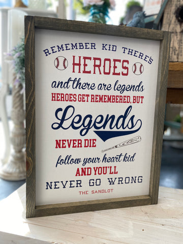The Sandlot Heroes & Legends Framed Sign