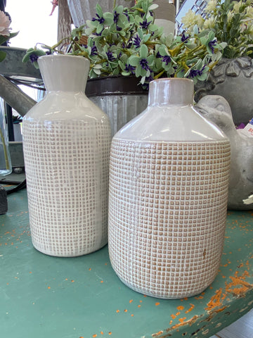Textured White Vases