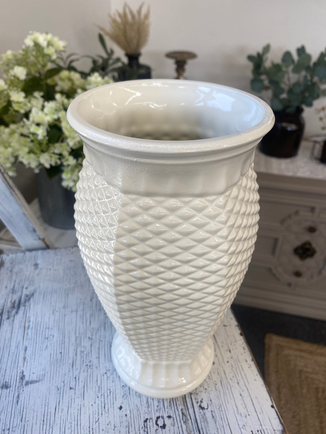 9.5" Textured White Vase