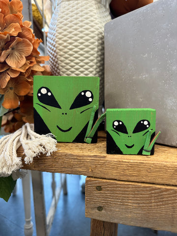 Handcrafted Wooden Alien Block