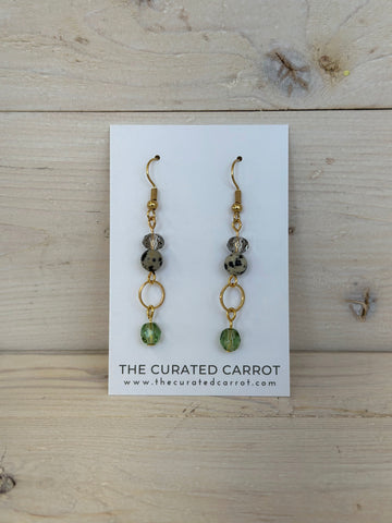 Gold Circle with Multicolor Beads Drop Earrings