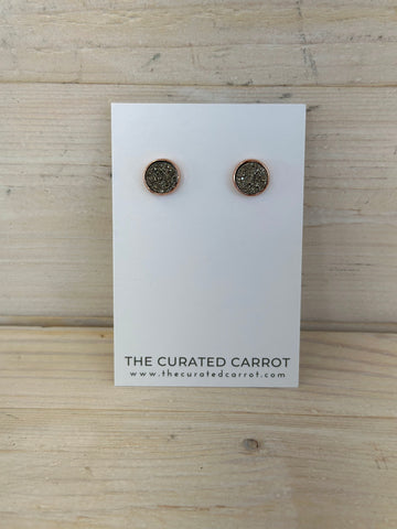 Gold Druzy Stud Earrings