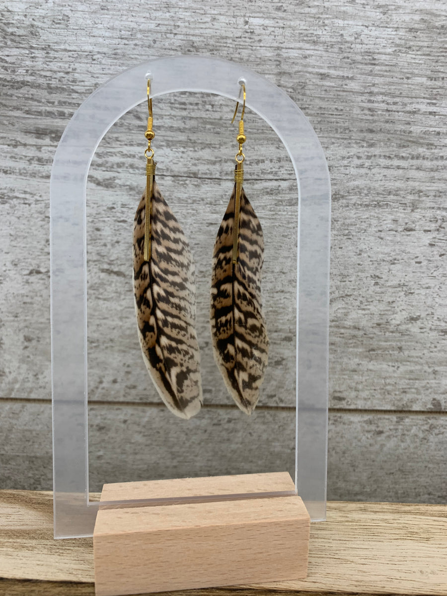 Pheasant Feather Drop Earrings