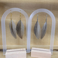 Speckled Duck Feather Drop Earrings
