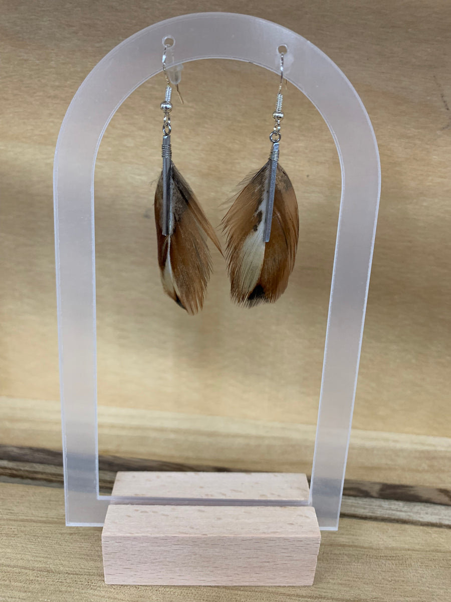 Pheasant Feather Drop Earrings