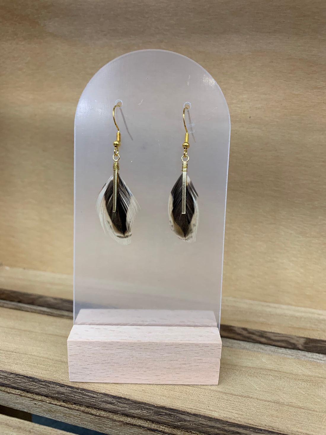 Pheasant Feather Drop Earrings