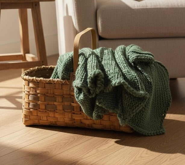 Green Chunky Knit Throw