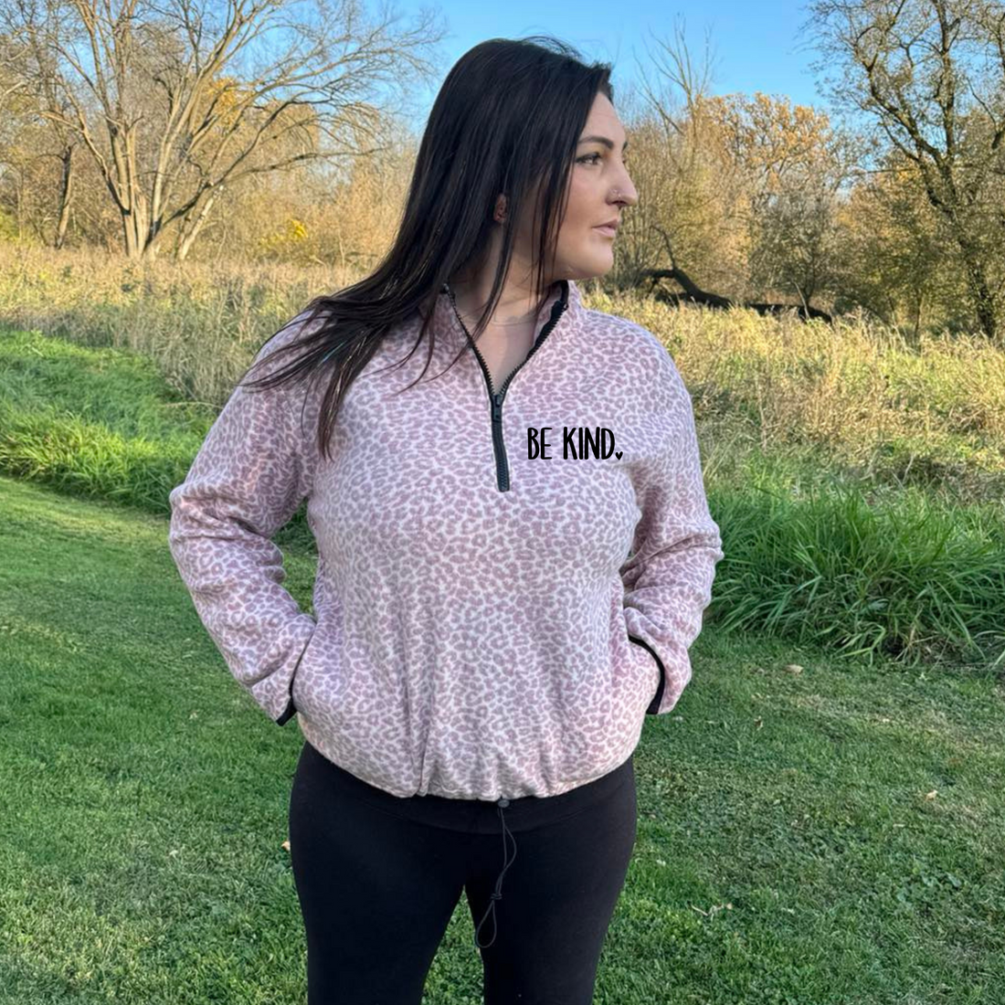 Be Kind Pink Leopard Pullover
