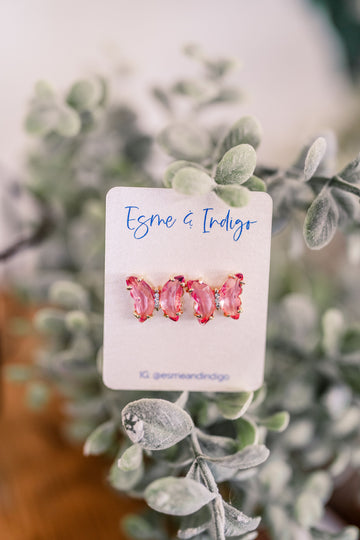 Elle Earrings - Small Pink