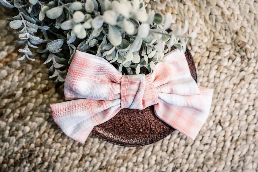 Plaid Bow Hair Barrette - Spring Sunrise