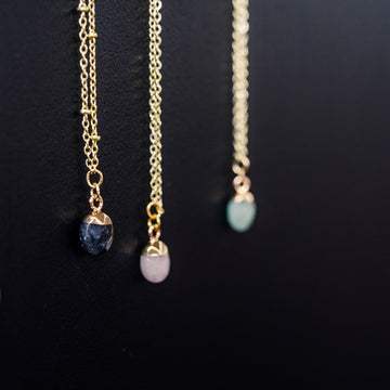 Gold Dainty Stone Necklace