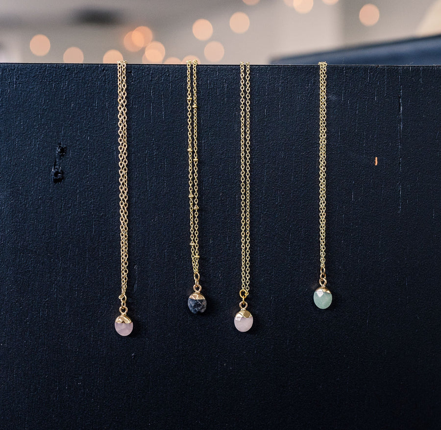 Gold Dainty Stone Necklace