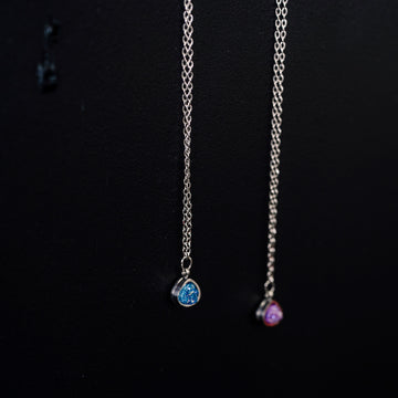 Silver Dainty Mini Teardrop Druzy Necklace