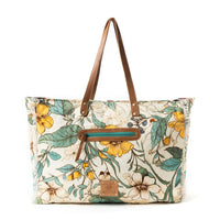 Myra Bags "Lovely Florals Weekender Bag In Light Green"