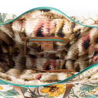 Myra Bags "Lovely Florals Weekender Bag In Light Green"