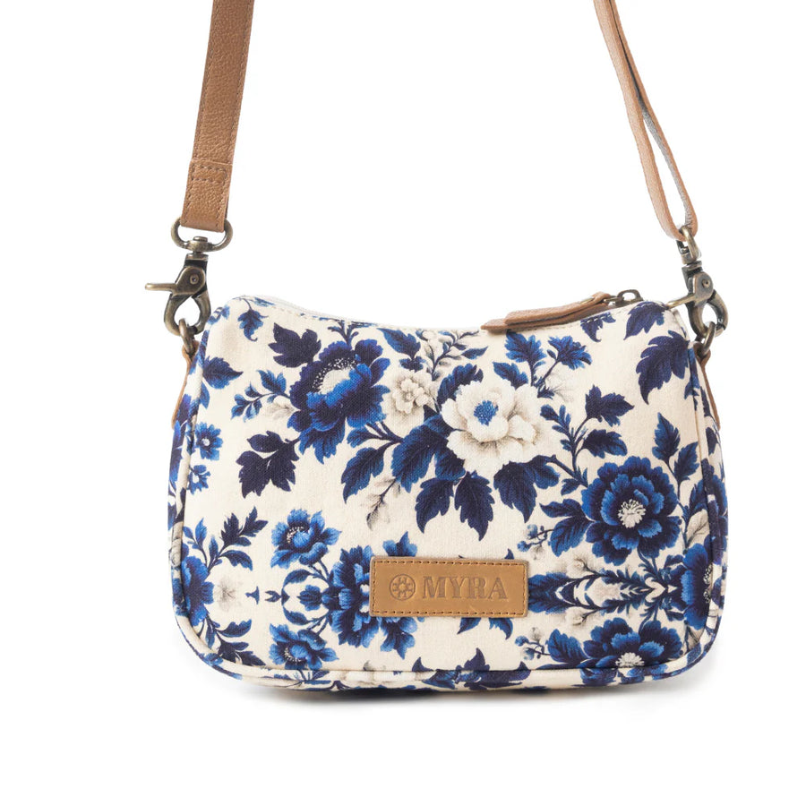 Myra Bags "Cottage Rose Crossbody Bag in Blue"