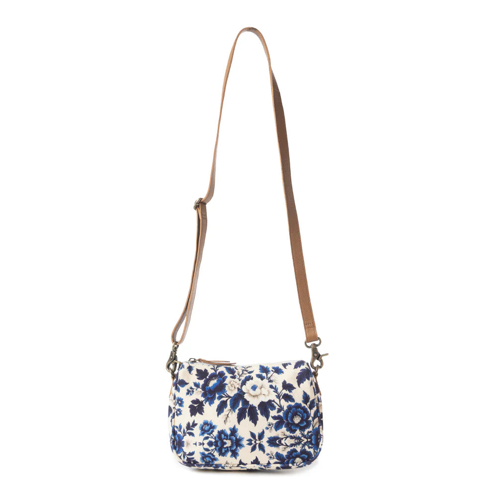 Myra Bags "Cottage Rose Crossbody Bag in Blue"