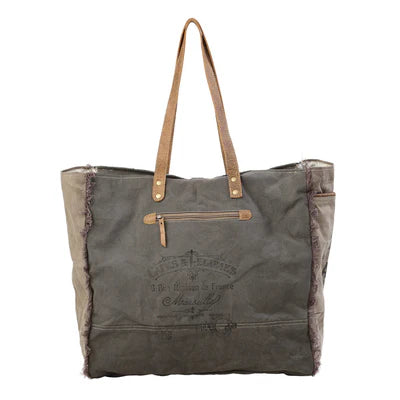 Myra Bags "Green Floral Print Weekender Bag"