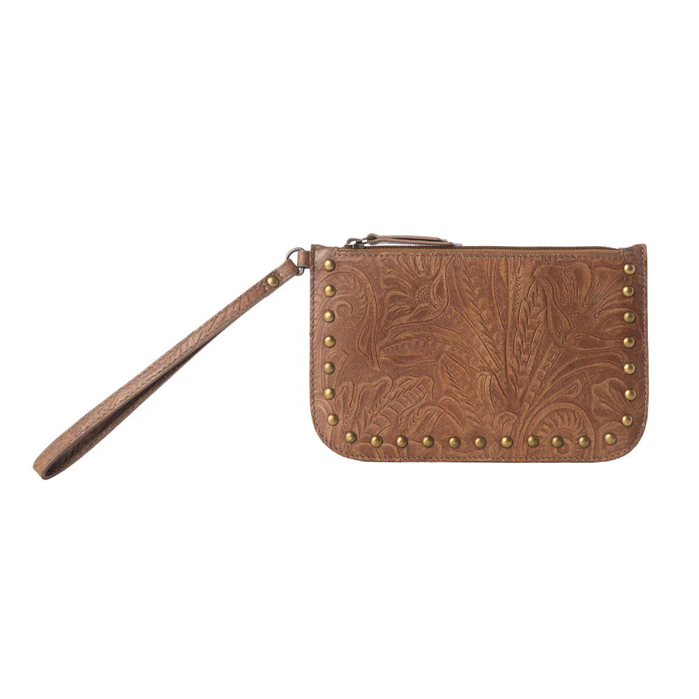 Myra Bags "Petalwild Western Wallet for Women in Tan with Embossed Detail"