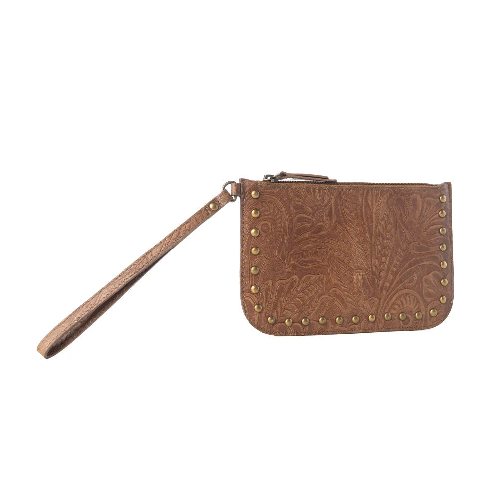 Myra Bags "Petalwild Western Wallet for Women in Tan with Embossed Detail"