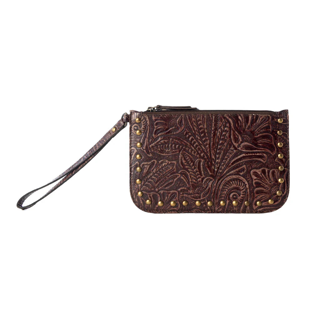 Myra Bags "Petalwild Western Wallet for Women in Brown with Embossed Detail"