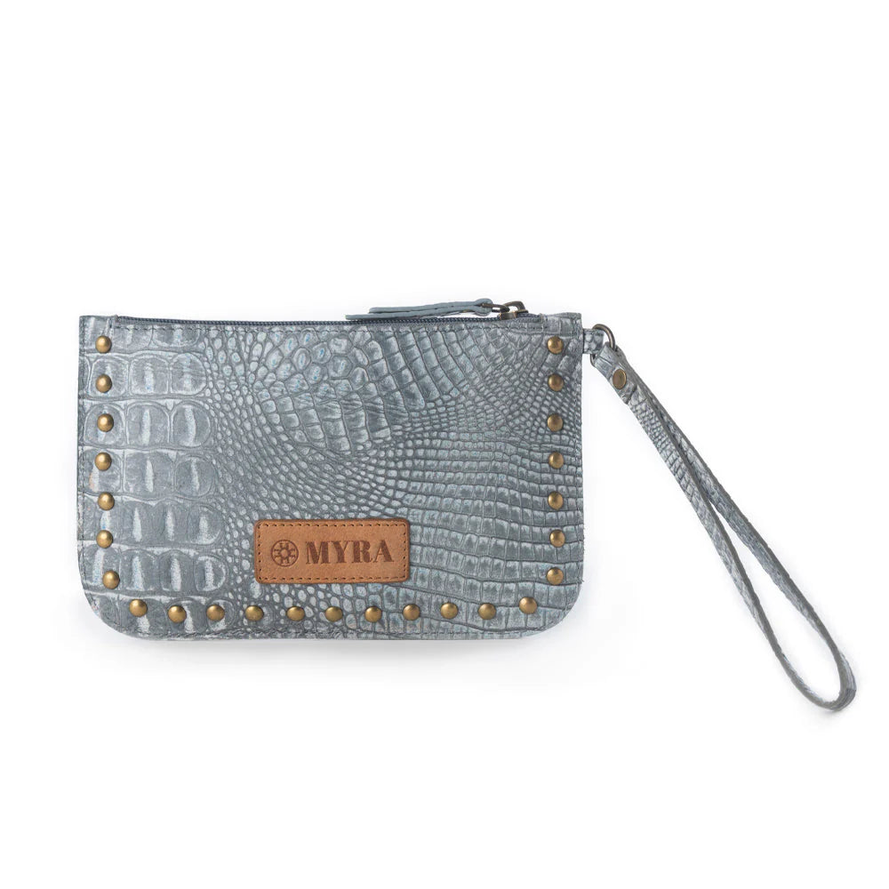 Myra Bags "Petalwild Western Wallet for Women in Blue Sage with Embossed Detail"