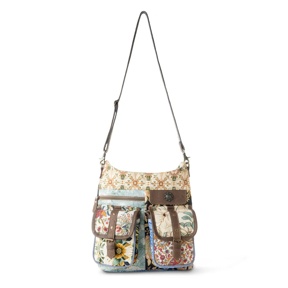 Myra Bags "Le Fleur Bel Cowgirl" Shoulder Bag For Women in Yellow Floral with Leather and Concho Details